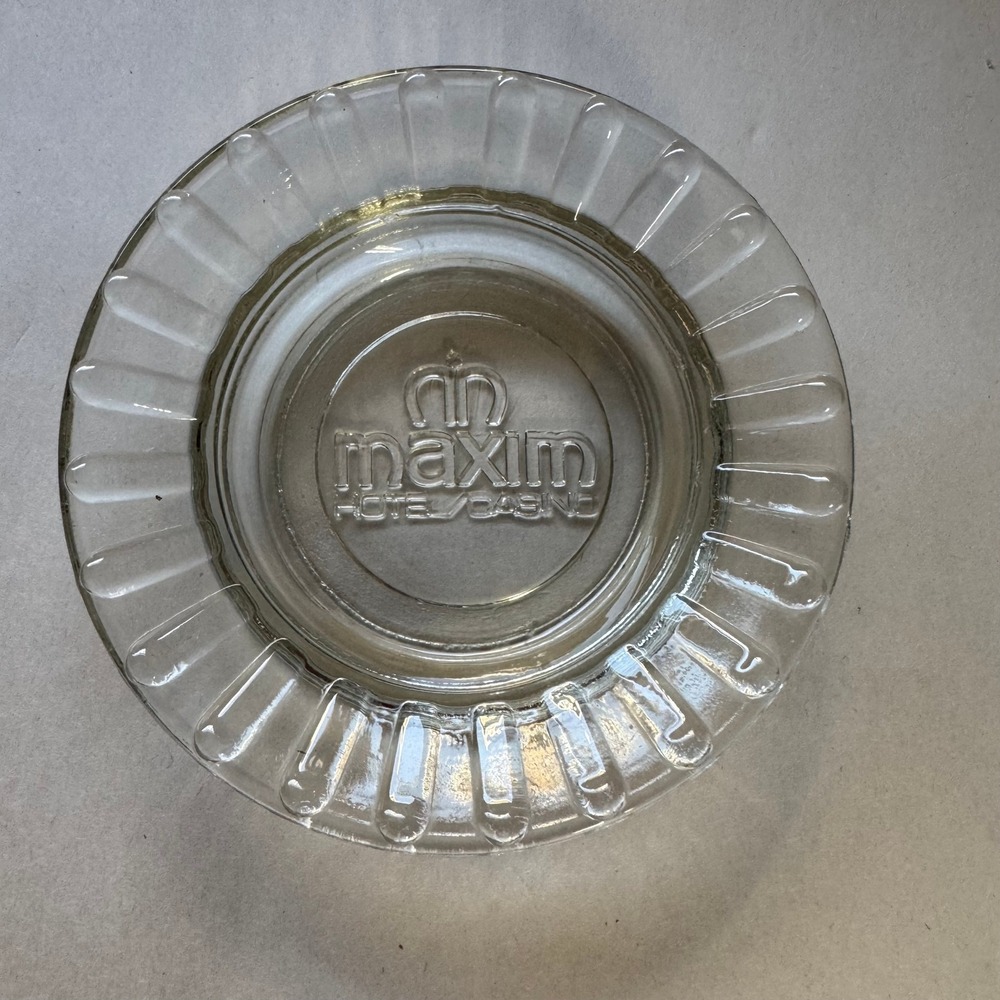 Vintage Maxim Hotel Casino Las Vegas Clear Glass‎ Ribbed Ashtray